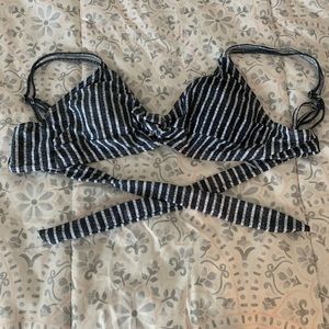 Navy/white striped bathing suit top